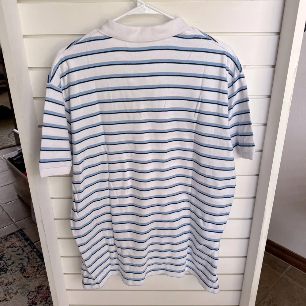 Ralph Lauren White and Blue Striped Polo Shirt